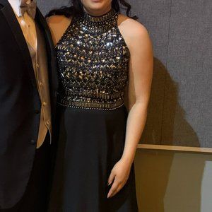 Black Bedazzled Prom Dress